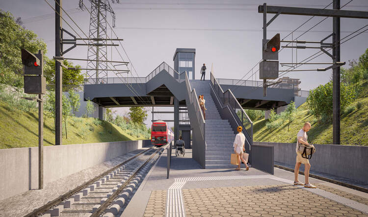 Visualisierung Zugang mit Treppe